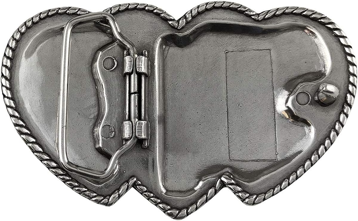 Antique Silver Finish Triple Hearts Ladies' Cowgirl Belt Buckle: Clothing