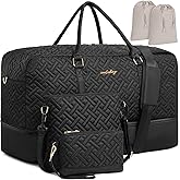 WELIDAY Weekender Bag for Women, 5 Pcs Set Carry on Overnight Bag, 21" Travel Duffel Bag with Waterproof Shoe Compartment for Weekend Travel Business Trip