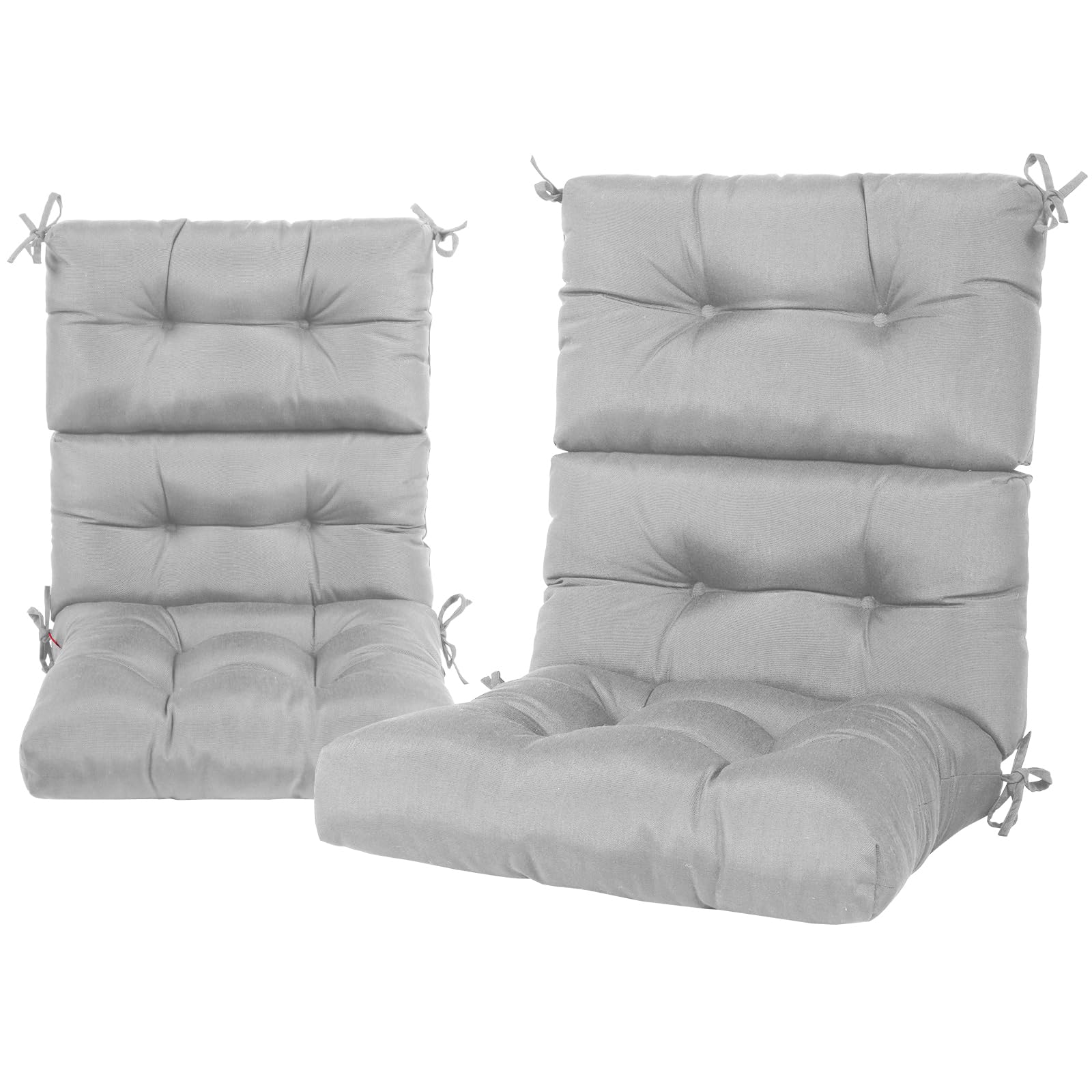 Photo 1 of Pcinfuns Rocking Chair Cushion Set, Indoor & Outdoor Rocker Cushions, Premium Tufted Pads Water Resistant Seat Cushions with Ties,Pack of 2,Light Grey