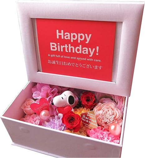 amazon スヌーピー ハート入り 花束風 写真立て プリザーブドフラワー入りギフト フォトフレーム プリザーブドフラワー オンライン通販