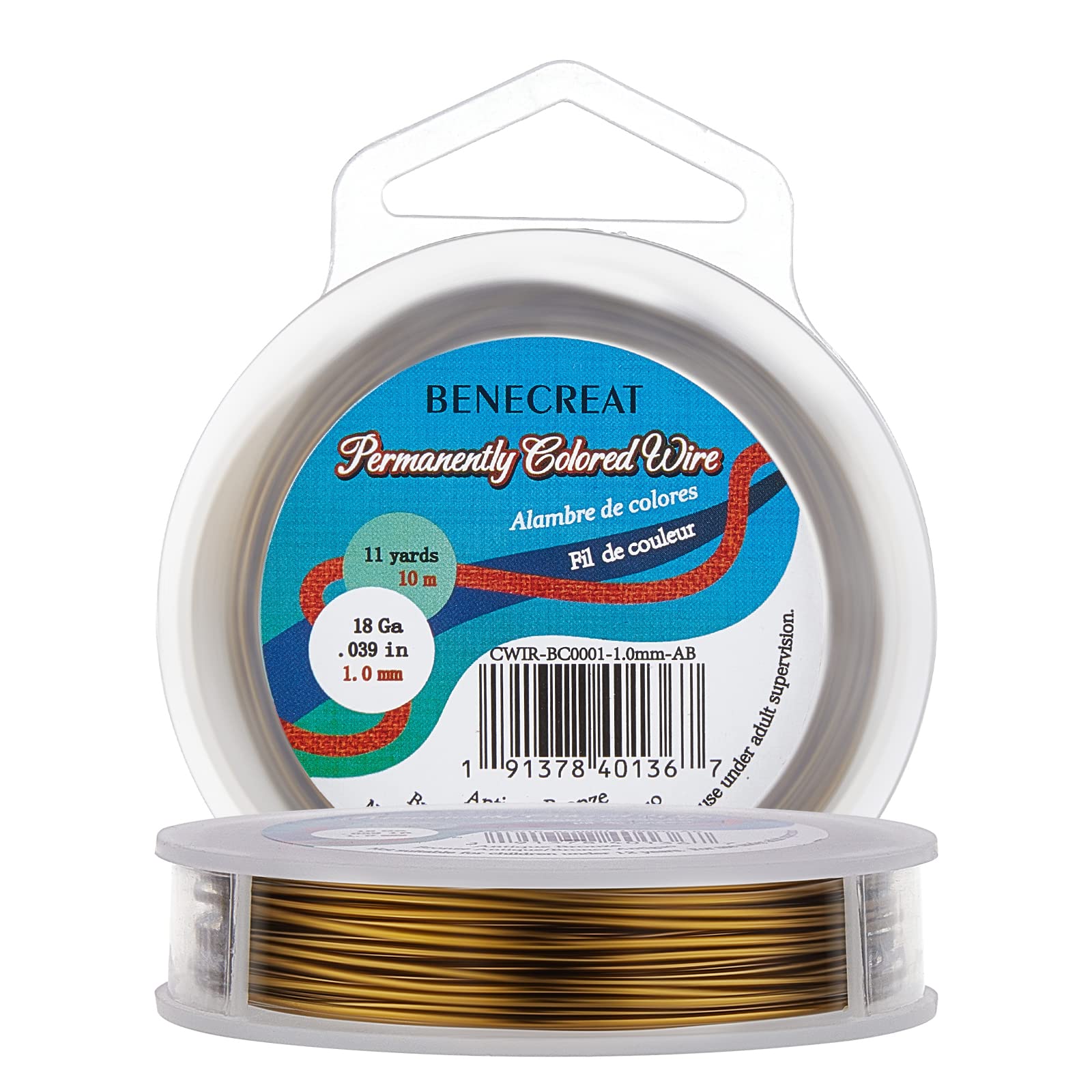 BENECREAT 18Gauge(1.0mm) Tarnish Resistant Antique Bronze Wire Jewellery Making Copper Wire, 10M/11Yard