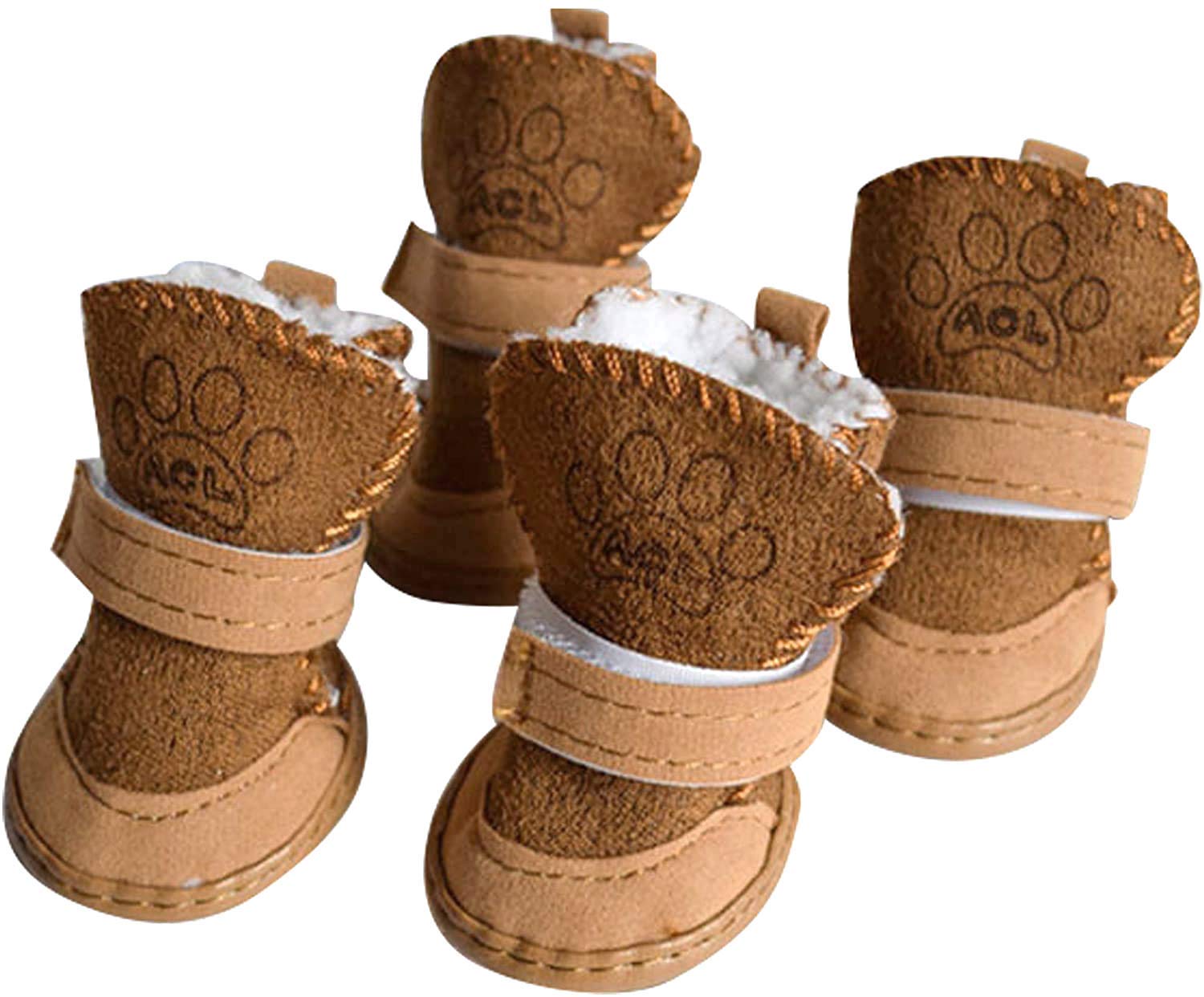 URBEST Dog Boots, Dog Shoes for Small Dogs, Dog Winter Booties (2#, Brown)