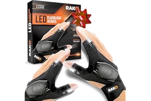 RAK Super Bright LED Flashlight Gloves with AAA Batteries - Christmas Gifts for Men - Dad Gadget Tool for Men, DIY Handyman, Father/Dad, Husband, or Women﻿