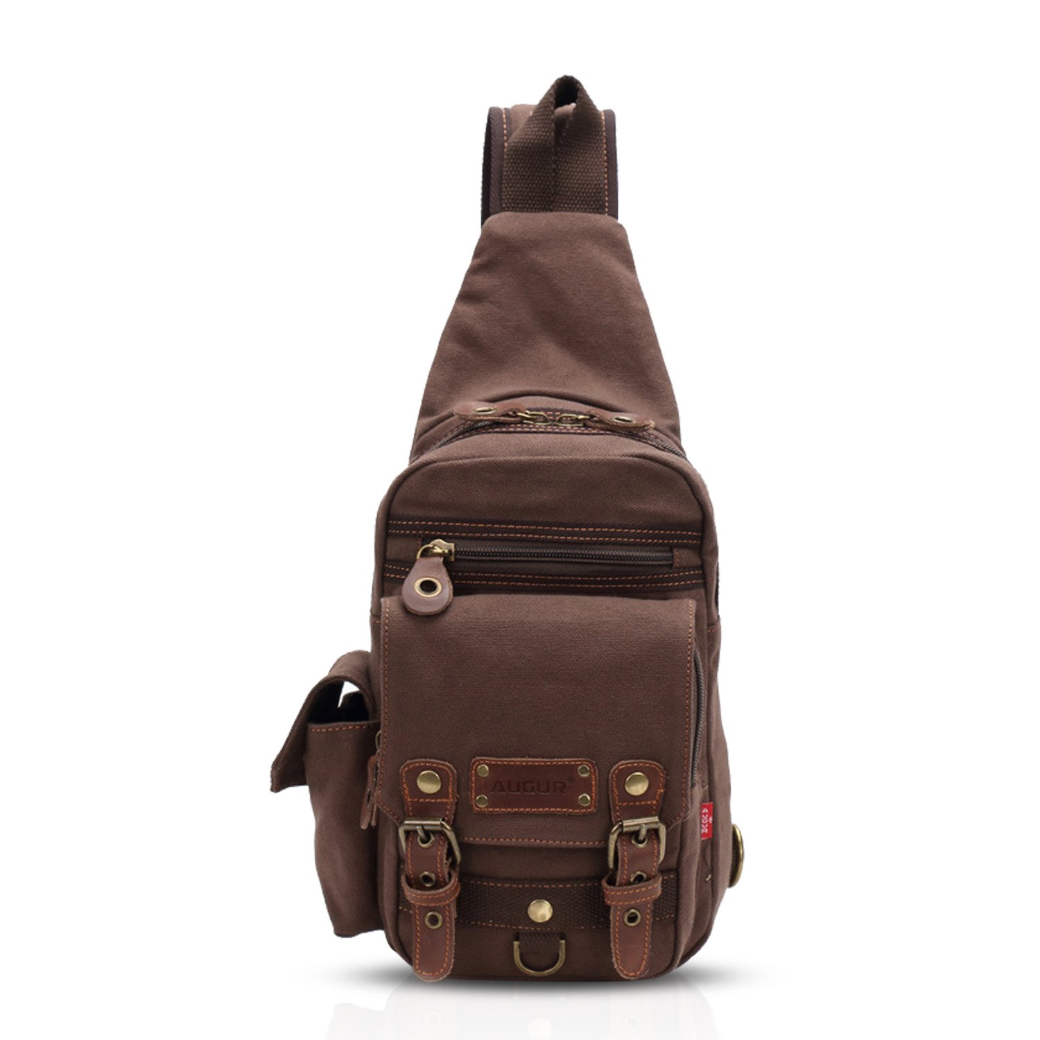 FANDARE Brown Canvas Sling Bag, Unisex-Adults, Women, Sling, 18x6x26cm, L
