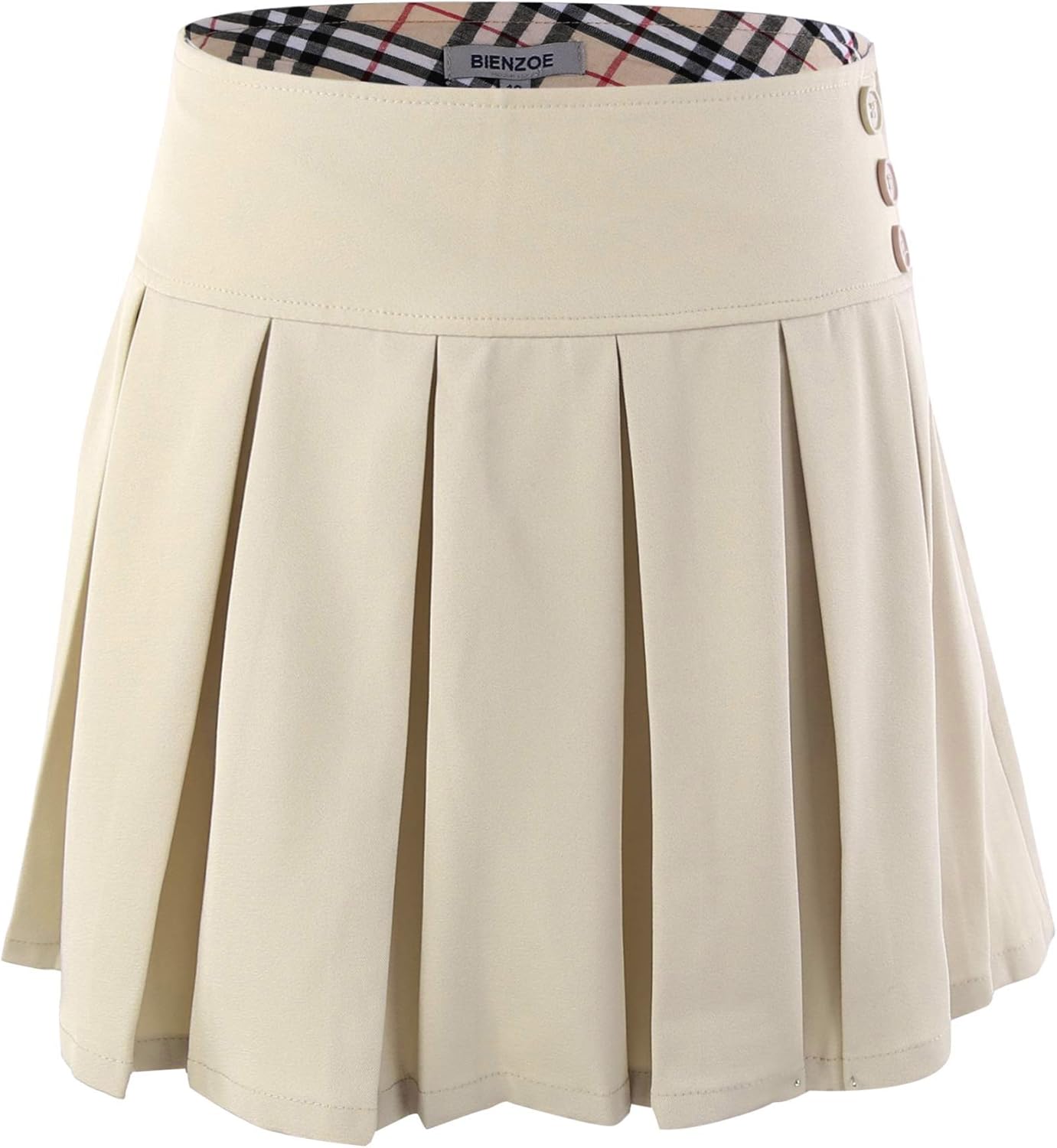 Bienzoe Girl's Stretchy Pleated Adjustable Waist School Uniforms Dance Skirt: Clothing
