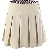 Bienzoe Girls School Uniform Skirt: Kids Adjustable Waist Stretchy Pleated Skort