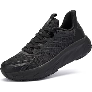Pheoxi Men's Cushioned Non Slip Walking Sneakers, Lightweight Breathable Mesh Running Tennis Shoes for Gym Casual Daily Wear
