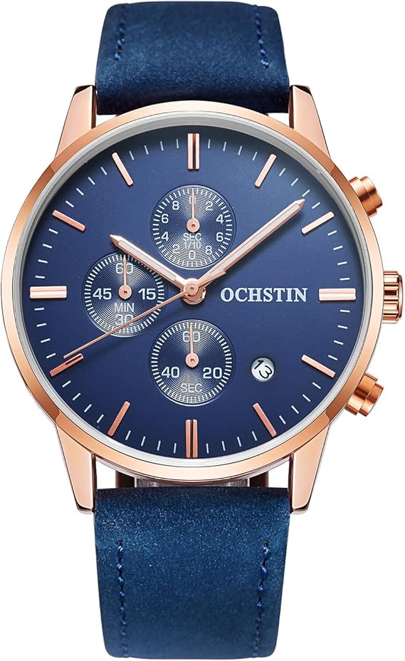 Amazon クオーツ 腕時計 メンズ おしゃれ 革 ベルト 時計 アナログ表示 日付 ビジネス ウォッチ ブルー メンズ腕時計 腕時計 通販