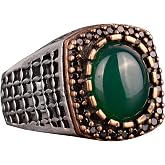 KAMBO Men's Natural Jade Gemstone Ring in 925 Sterling Silver - Timeless Elegance and Sophistication