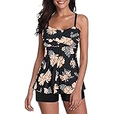 Century Star Tummy Control Tankini Swimsuits for Women 2025 Bathing Suit Two Piece Tankini Tops with Shorts Swimwear