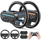 Rysker Steering Wheel & Grip for 2025 Nintendo Switch 2 JoyCon, Joy Con 2 Racing Wheel with Detachable Controller Grip for Mario Kart World 8 Deluxe, Switch Attachment Accessories Kit -2 Packs Black