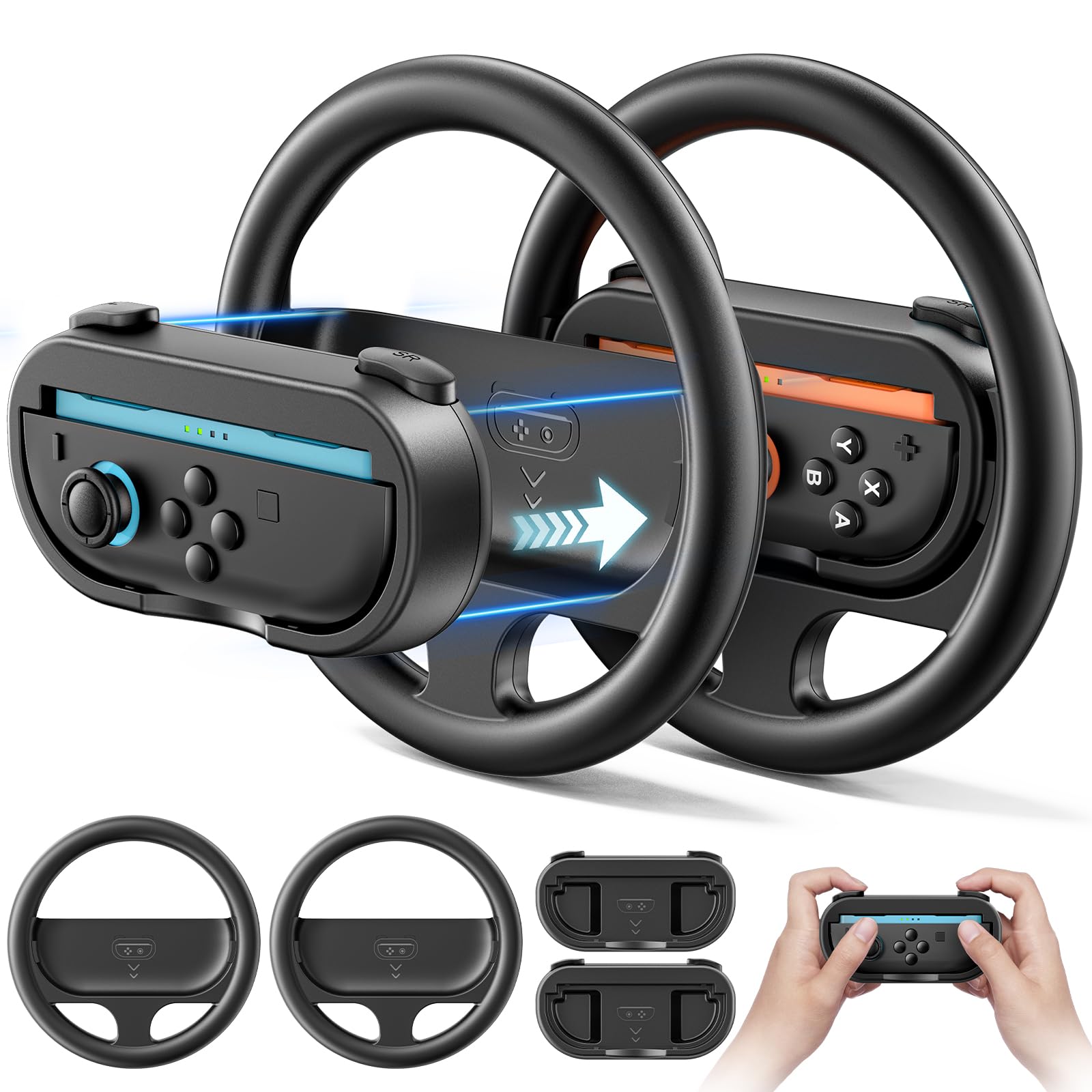 Steering Wheel & Grip for 2025 Nintendo Switch 2 JoyCon, Joy Con 2 ...