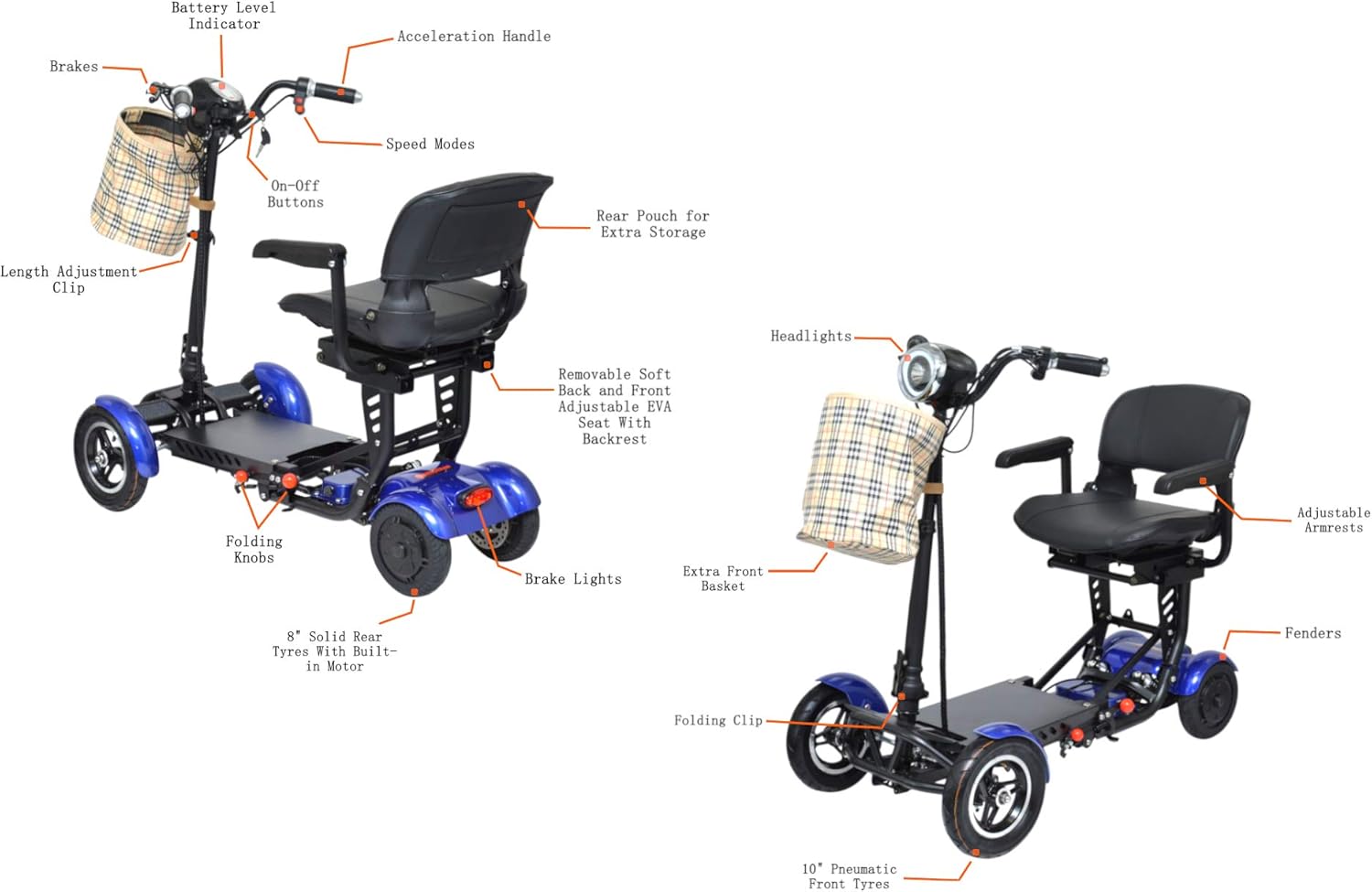 Dragon Mobile EX Foldable Lightweight Power Mobility Scooter Wheelchair Multi Terrain Easy Travel Electric Mobility Scooter for Adults with Bigger Seat: Health & Personal Care