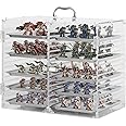 Famard Clear Acrylic Miniature Storage Case, Extra Large Miniatures Carrying Case with 10 Magnetic Metal Trays, Miniature Display Case with Protective Door Compatible with Warhammer 40k