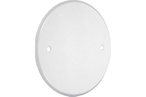 TayMac LPB3400 Flat Round Blank Plate Metallic 5 4-Inch. Box Mount, White Finish