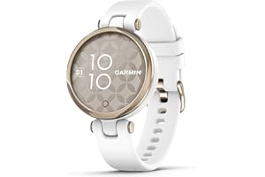 Garmin Lily™, Small GPS Smartwatch with Touchscreen and Patterned Lens, Light Gold and White