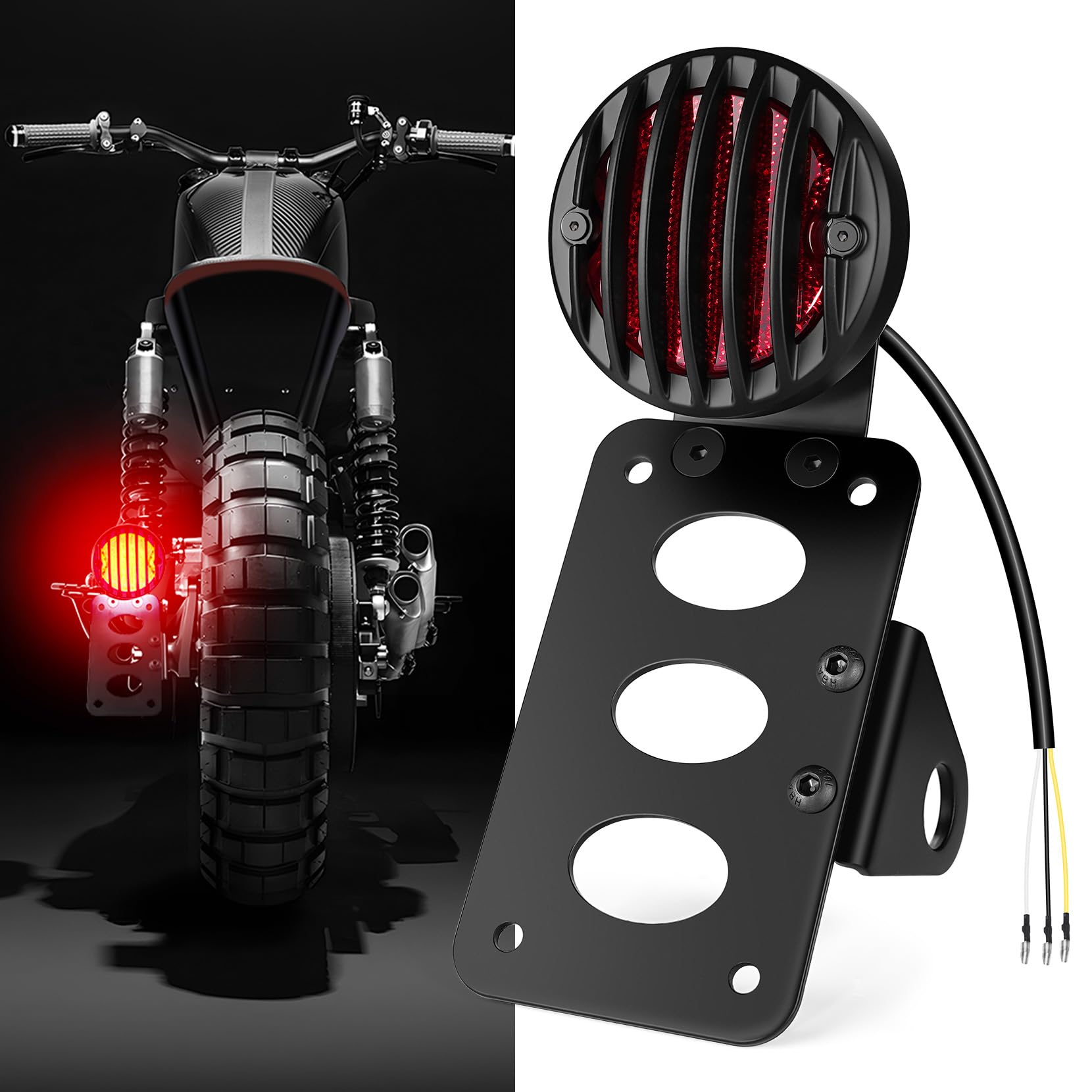 Photo 1 of Amazicha 1" Motorcycle LED Tail Brake Light with Bracket, IP67 Waterproof Motorcycle Side Mount License Plate Rear Light Compatible for Harley Sporster Bobber Chopper Yamaha Suzuki Honda Kawasaki