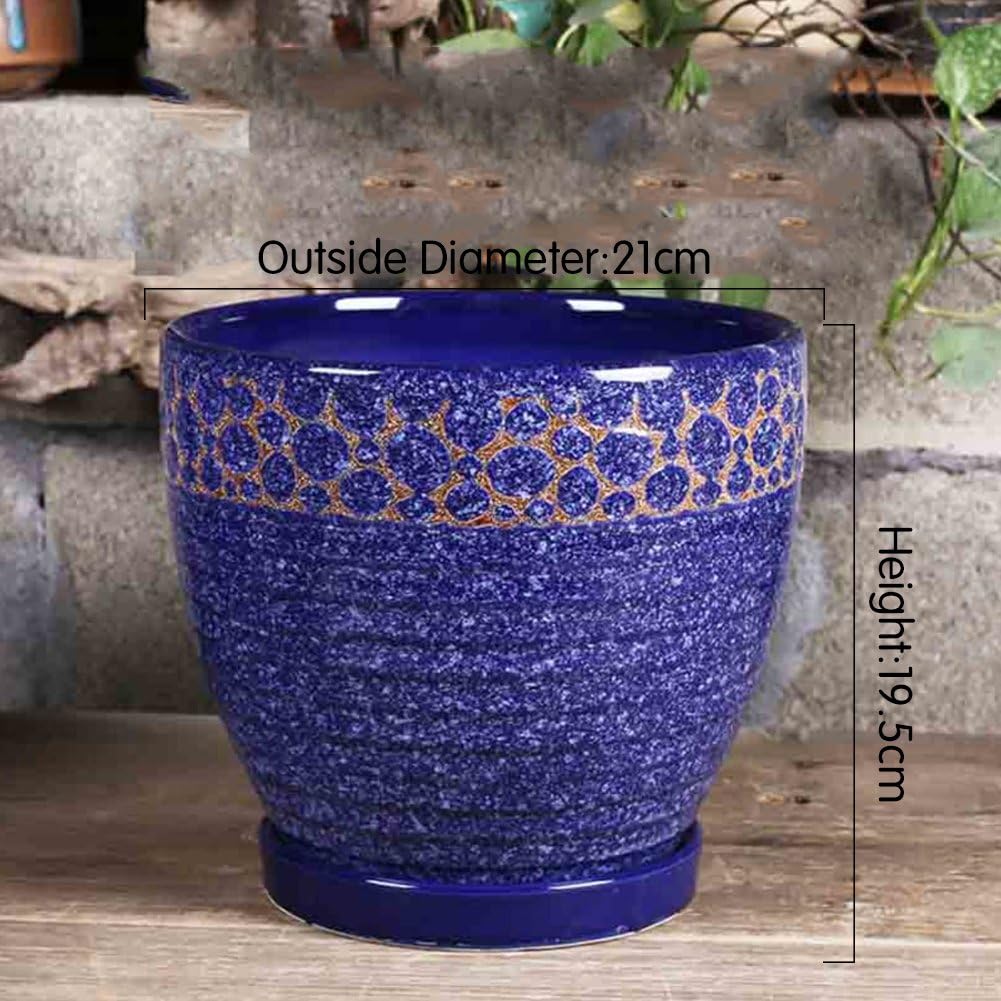 Nclon Ceramic FlowIng Glaze PlAnt Pot Flower Pot ContaIner PlAnter,PlAnt And Orchid,Cactus Or An AfricAn Violet, Any PlAnt Will Look StunnIng In This PlAnter -A medium