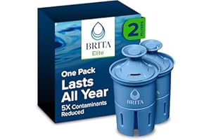 Brita Filter Replacements for Water Pitchers and Dispensers, Elite, NSF Certified to Remove 99% of Lead, 2 Count, Blue