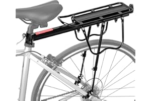 GDHSWJ Rear Bike Rack Bike Cargo Rack 110-135Lb Capacity Bike Rear Rack Universal Adjustable Bike Back Rack, Cycling Equipment Stand Footstock with Reflective Logo