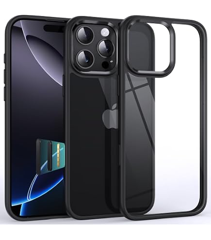 JJGoo Custodia Trasparente Anti-Giallo Per IPhone 16 Pro 6.3'' - Paraurti In TPU E Retro Rigido In PC 2.5mm - Antigraffio