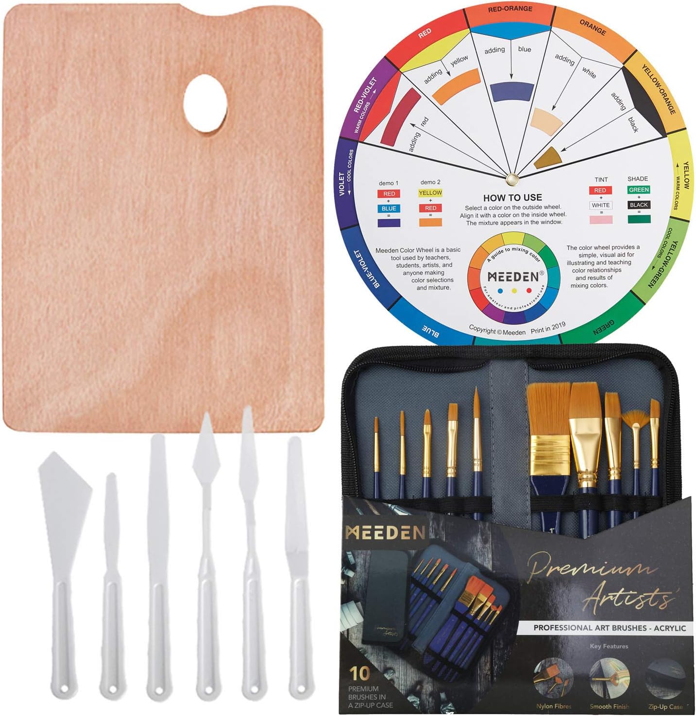 MEEDEN 70-Piece Premium Acrylic Painting Set - Solid Beech Wood Easel Box, 48×22ML Acrylic Paint Set and All Additional Supplies, Artist Painting Tools Kit for Beginning Artists, Students & Kids