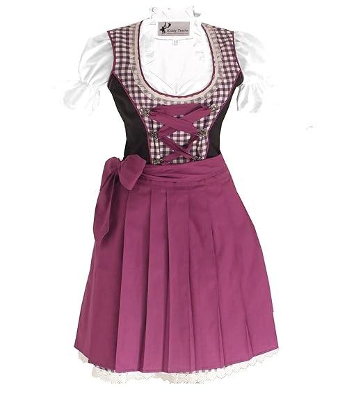 Trachtenkleid 3tlg. Kinder Dirndl Mädchen Kleid Gr. 92,98,104,110,116,122,128,140,146,152