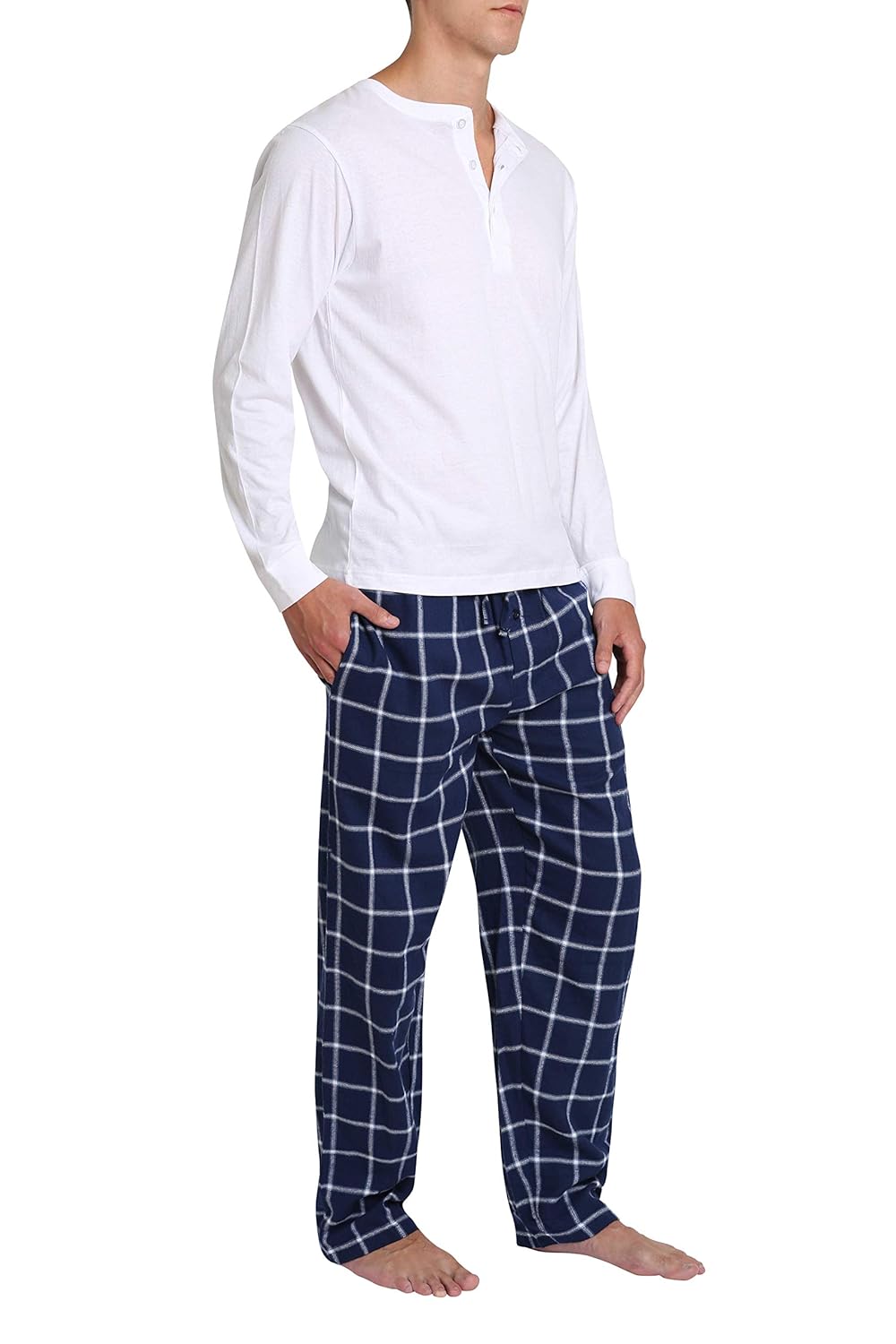 Long Sleeve Henley Sleep Shirt & PJ Bottoms Top Shelf Mens Flannel