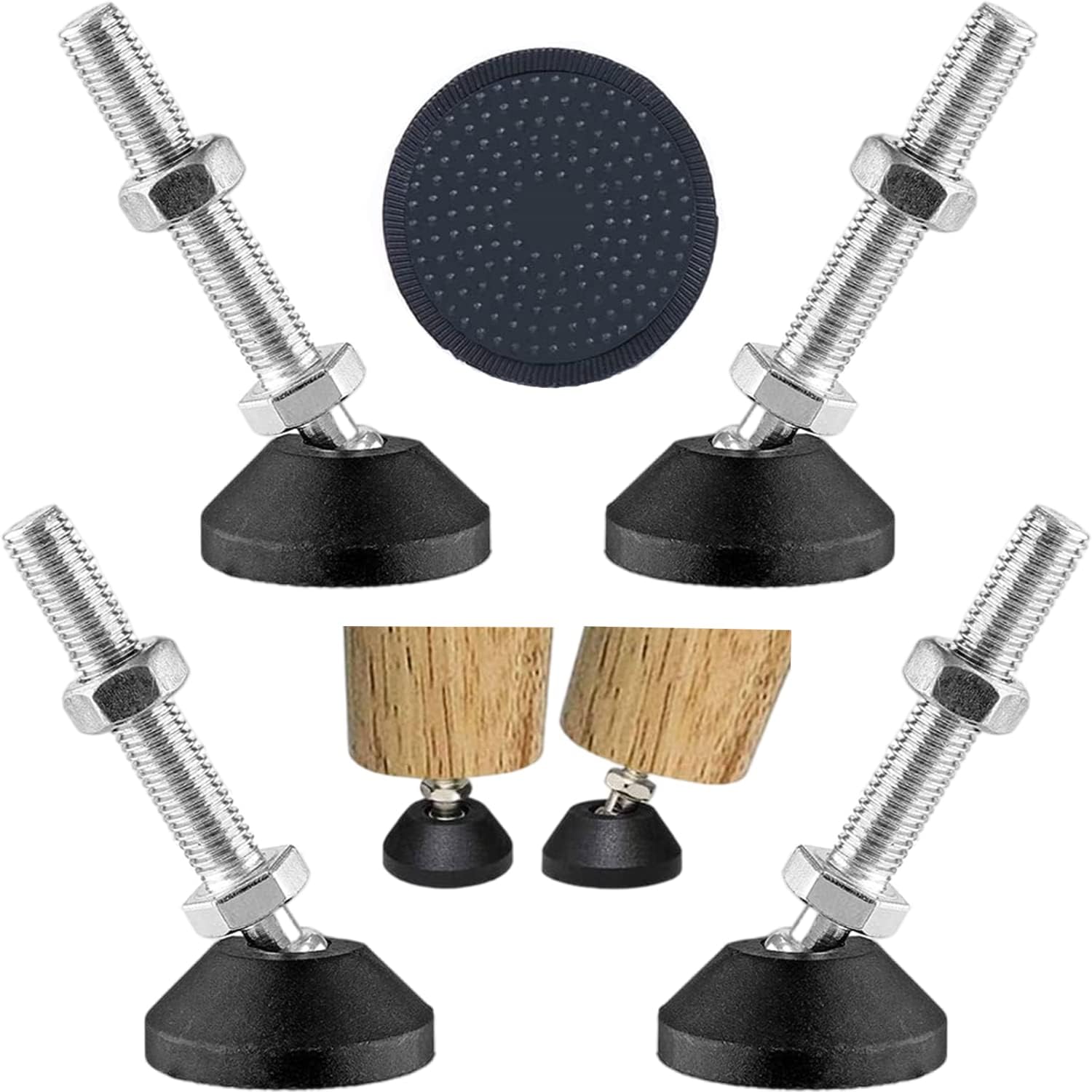 Uni-Fine 4 Pack Adjustable Feet Leveling, Durable Steel Leveler Glide Pads Furniture Screw Feet Feet Adjustable Feet, Regulating Screw M8 x 40 mm, Machine Feet/Table Feet/Furniture Feet