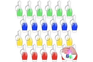 Ecally 24 Pcs Colorful Flash Mini Bowling Pin Keychains Small LED Bowling Keychains Key Chain Bowling Party Favors Bowling Gift for Kids Athletes Sports and Souvenir Favors for Victory Parties