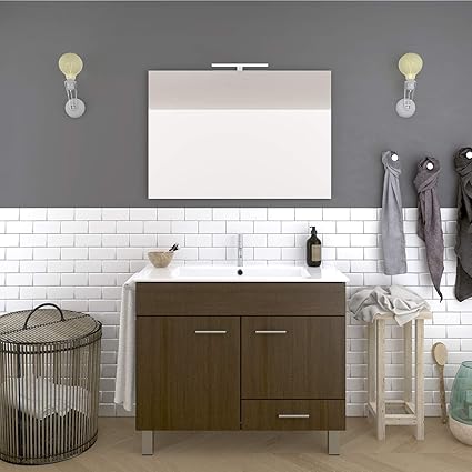 DUCHA.ES Mueble DE BAÑO con Lavabo EspejoTOALLERO (Aplique ...