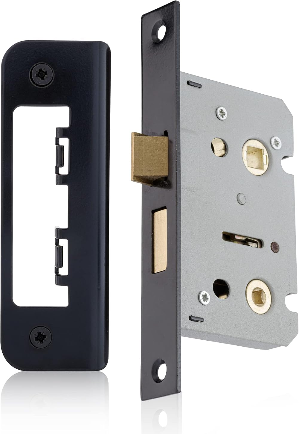 XFORT Matt Black 65mm Mortice Lock Wooden Doors Thumbturn Deadbolt Bathroom