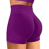 GUWIDEO Mid Rise Scrunch Butt Lifting Shorts for Women Seamless Workout Biker Yoga Gym Compression Shorts 5"
