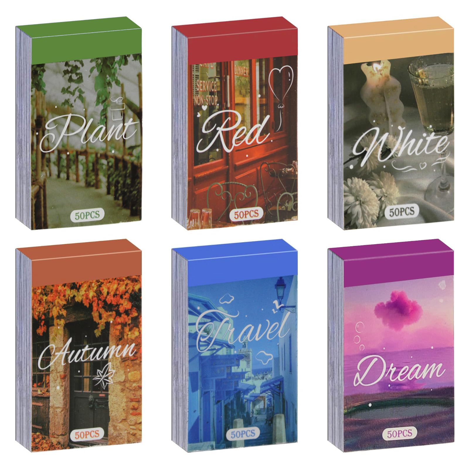 Bomichi Washi Stickers, 6 Sets 300 Pcs Aesthetic Sticker Book for DIY Journaling, Journaling Supplies for Bullet Journal Art Diary Card Craft Gifts Planner Notebook.