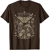 Butterfly Grunge Fairycore Therian Clothing Cute Moth Aesthetic Floral T-Shirt for Women & Girls, Unisex-Adults & Kids, Brown, Small, Short Sleeve, Classic Fit