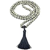 AWAKEN YOUR KUNDALINI Handmade Dalmatian Gemstone Mala Necklace – 8mm 108 Beads