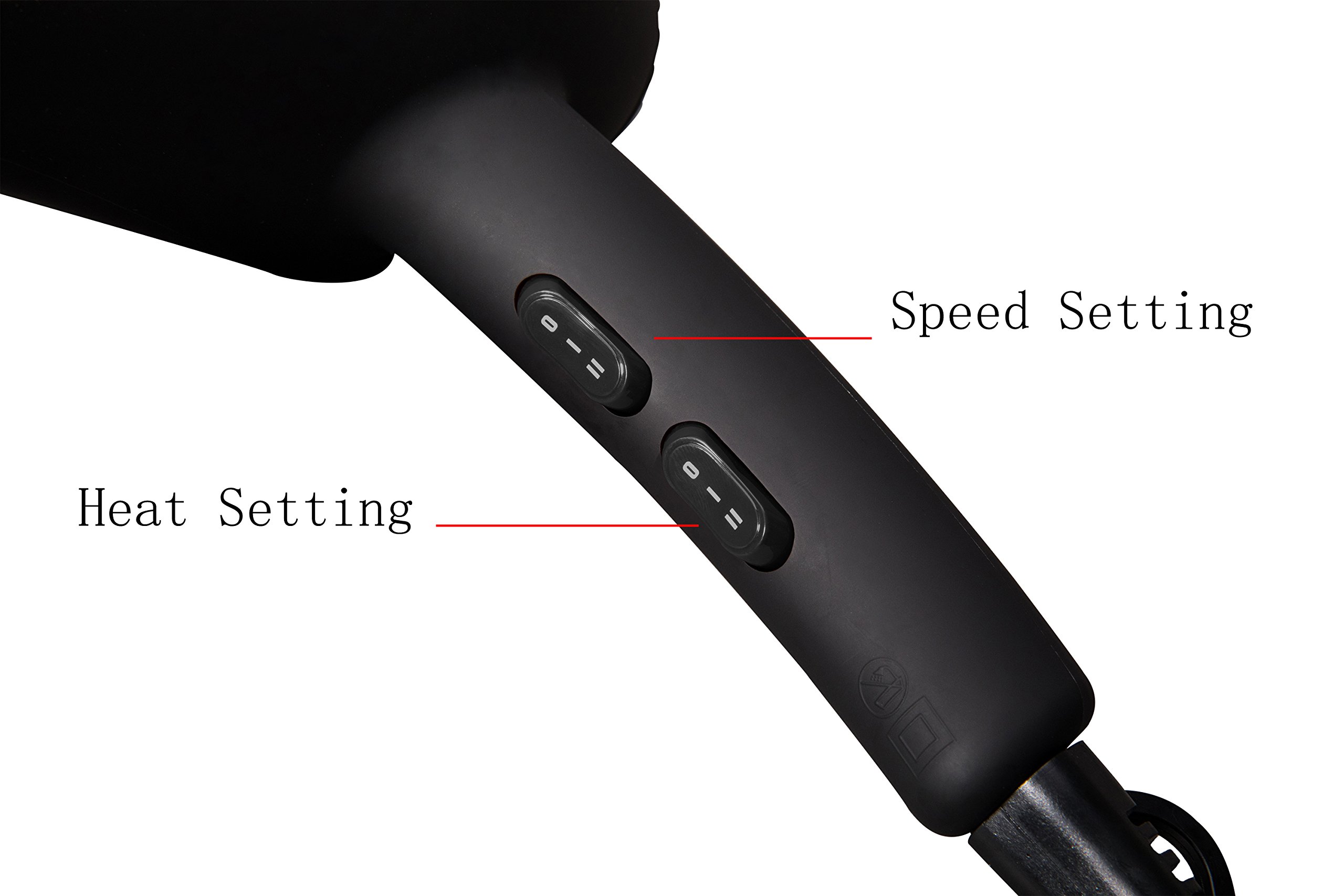 PLEXTONE 1875W Quick Dry Lightweight Professional Ceramic Hair Dryer Multifunctional Settings and ETL Certified Plug Cold Shot Button(some have) 2 Speeds 3 Heat Settings Concentrator Diffuser (Black)