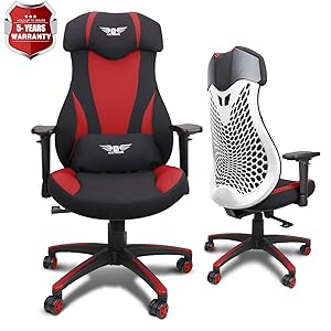 Acethrone PC Gaming Chair Ergonomic Office Chair Desk Chair with Lift Headrest and Armrests, Flexible Adjustable Height and Reclining Device (Red)