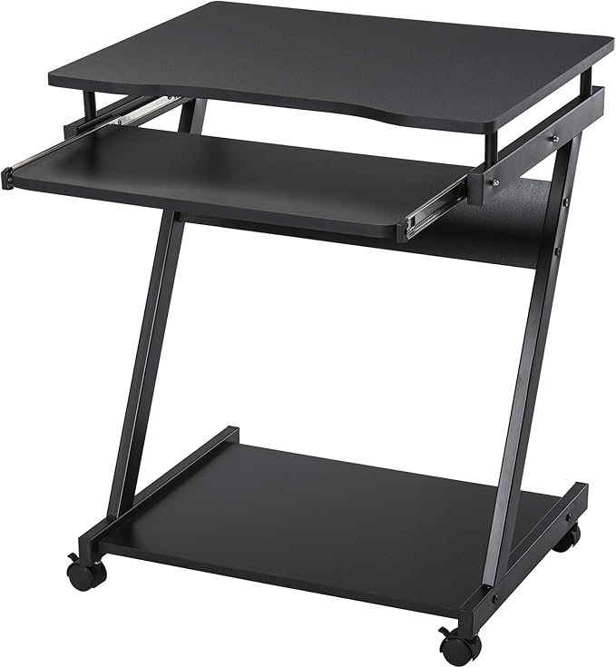 Movable Computer Desk with 4 Moving Wheels Sliding Keyboard Tray
