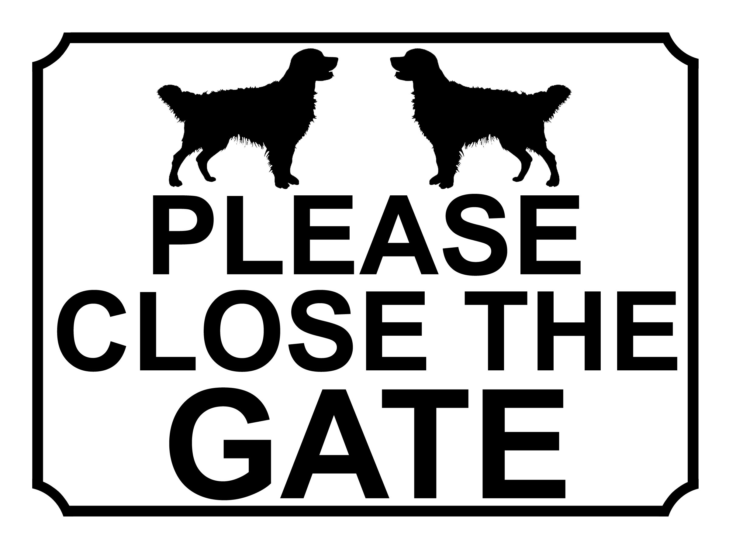 SHAWPRINT PLEASE CLOSE THE GATE DOG THEME METAL SIGN 267MM X 200MM (508H1L) LARGE 10" X 8"