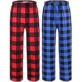 Ekouaer 2 Pack: Boys Pajamas Pants Soft Elastic Waist PJ Bottoms Comfy Lounge Long Pants with 2 Pockets 4-14 Years