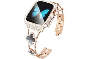 KADES Compatible for Apple Watch Series 10 46mm/42mm Series 9 8 7 45mm/41mm Series 6 5 4 SE 44mm/40mm Series 3 2 1 42mm/38mm, Sparkling Bling Diamond Band with Full Diamonds Case