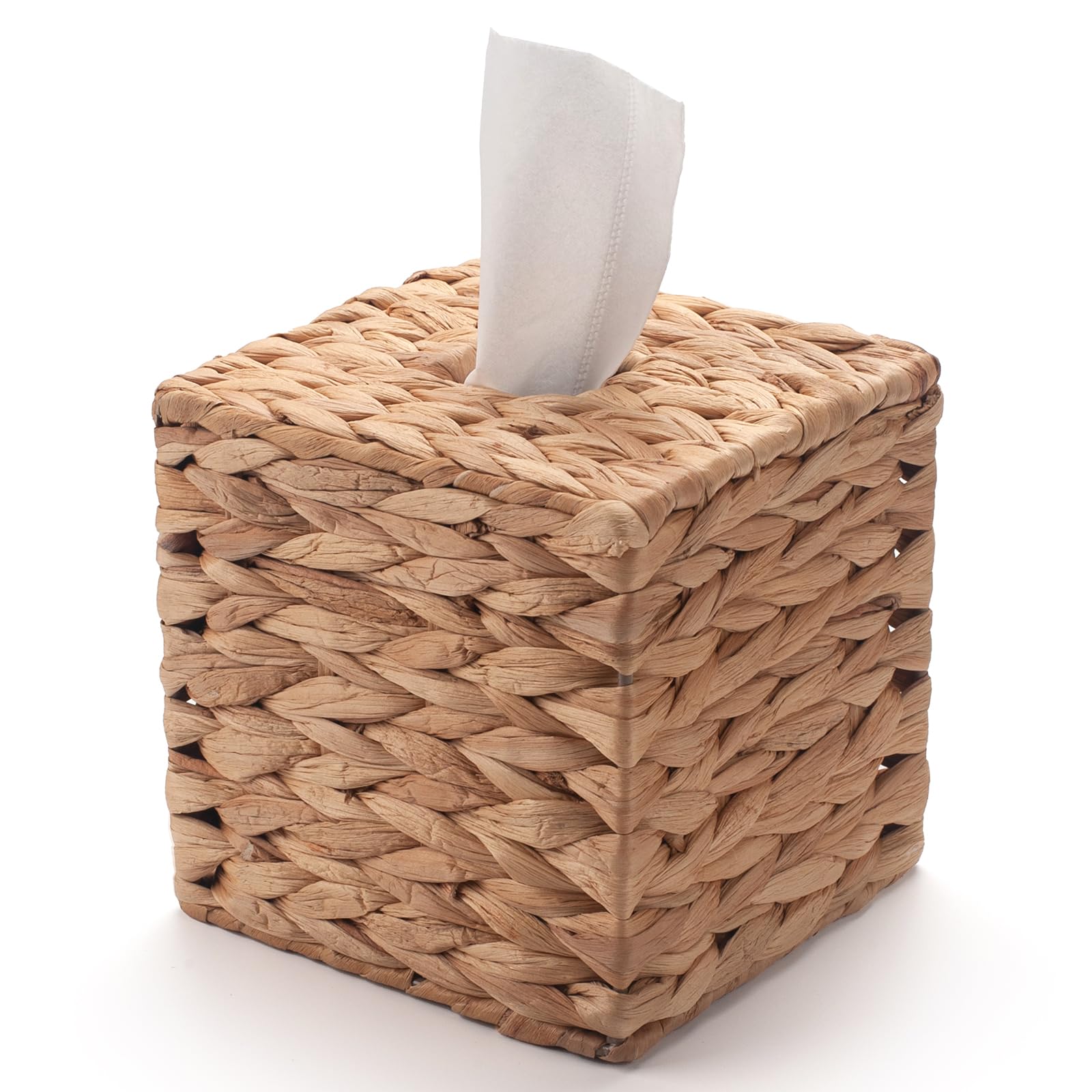Tissue Box Cover Square, Rattan Tissue Box Holder -Boho Decorative Woven Facial Tissue Holder on Table and Bathroom by YANGQIHOME, 15cm L x 15cm W x 15cm H