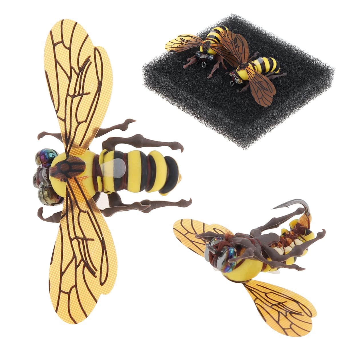 OriGlam 2pcs Bee Fly Fishing Kit - Bumble Bee Trout Lures, Topwater