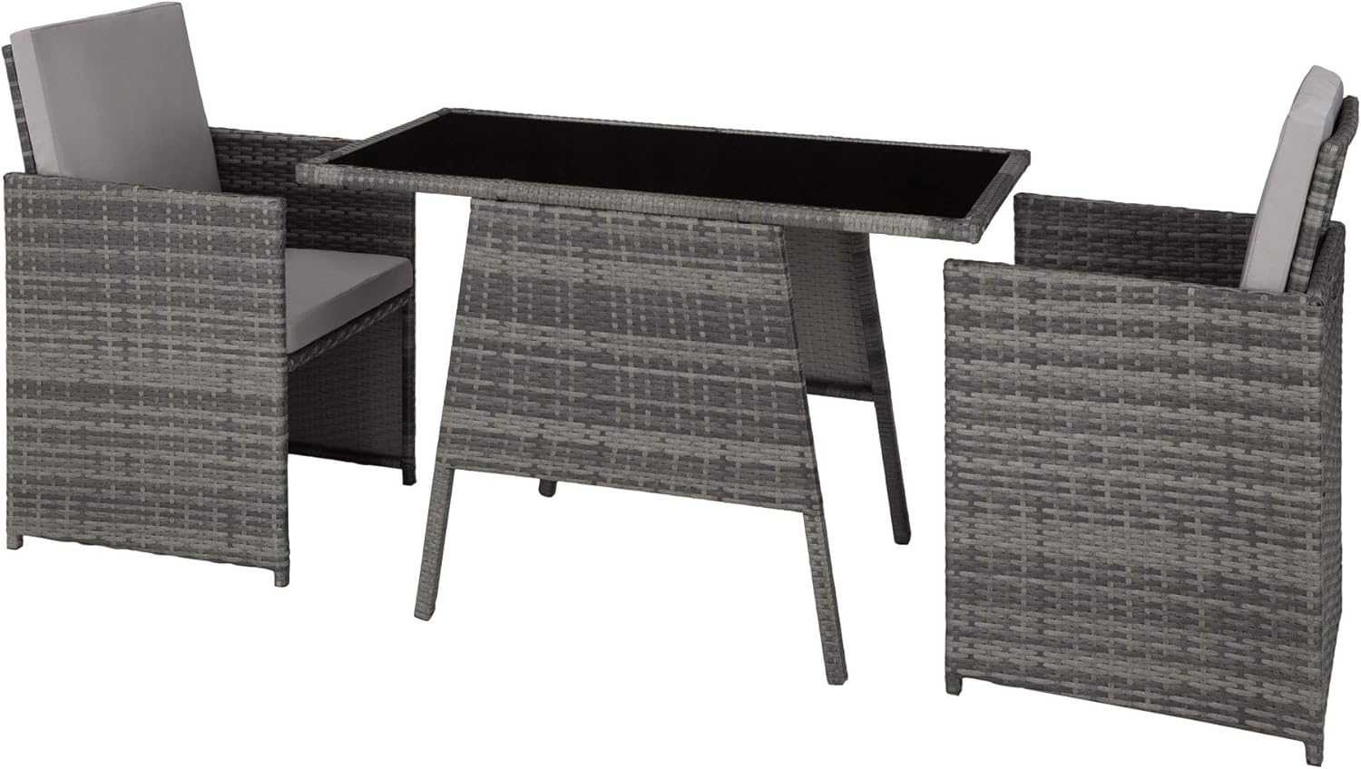 TecTake 800682 Polyrattan Sitzgruppe für 2 Personen, zusammenschiebbar