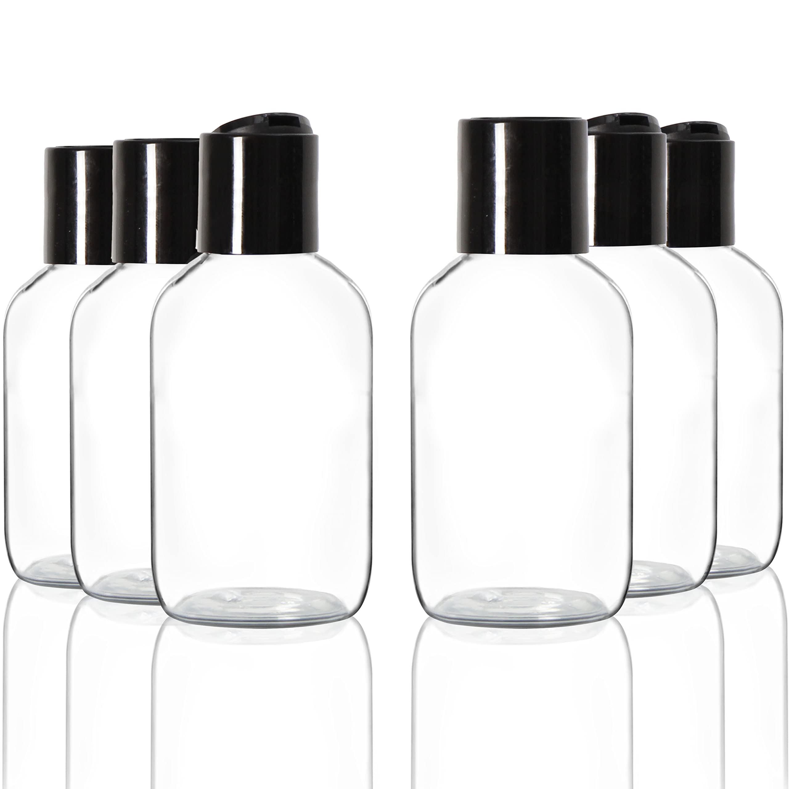 Youngever 12 Pack 120ML Empty Squeeze Containers with Black Disc Cap, Plastic Bottles with Disc Top Flip Cap, Refillable Cosmetic Bottles, Squeeze Containers