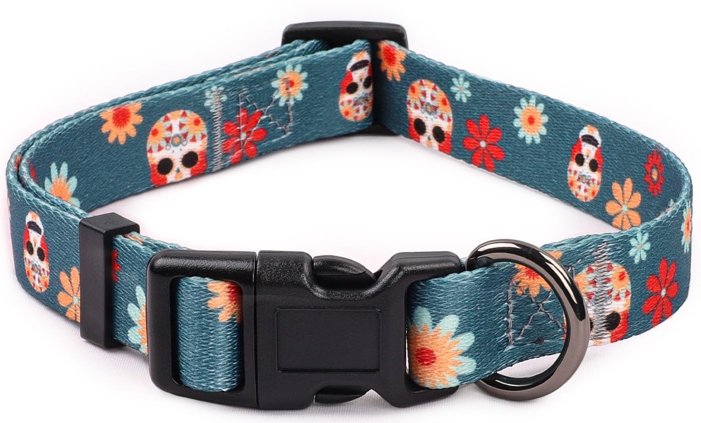 COSYHOMELONDON Dog Collar for Small Dogs, Cute Small Medium Large Dog Pet Collar, with Floral Patterns, Soft Adjustable for Boy Girl Female Male Puppy Dog Collar (Animal Print F, s)