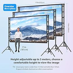 200 Inch Projector Screen with Stand: VOOPVOR 16ft