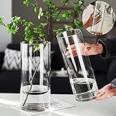 Acrylic Cylinder Plastic Vase for Centerpiece, Unbreakable Hurricane Tall Large Plastic Vases for Proposals Wedding, Hydroponic Decor Base Set of 2 with DIY Stickers(D 4" + D 4.8" X H 12" Clear)