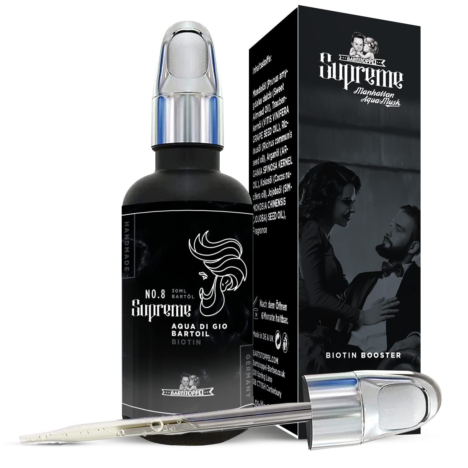 Beard Oil Growth Lemon Citrus Fresh | Design Fragrance Inspired Fresh AQUA GIO | Moisturiser | Bartstoppel© Barber Company | Supreme Care for Men